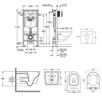 Набір інсталяція 4 в 1 Grohe Rapid SL 38722001 + унітаз з сидінням Qtap Tern QT1. . фото 3