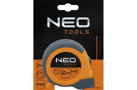 Рулетка сталева NEO Tools має два фіксатора змотування стрічки. Нейлонове покрит. . фото 3