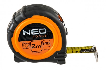 Рулетка сталева NEO Tools має два фіксатора змотування стрічки. Нейлонове покрит. . фото 2