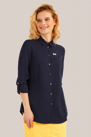 Летняя рубашка из вискозы Finn Flare S19-14010-101 темно-синяя XS. Киев. фото 1 Летняя рубашка из вискозы Finn Flare S19-14010-101 темно-синяя XS. Киев. фото 1