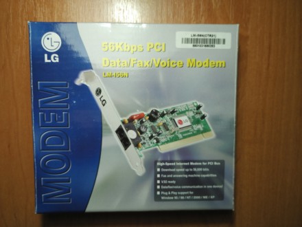 Внутренний аналоговый модем LG LM-I56N.
- Интерфейс: PCI
- Протокол V.92
- Фа. . фото 2