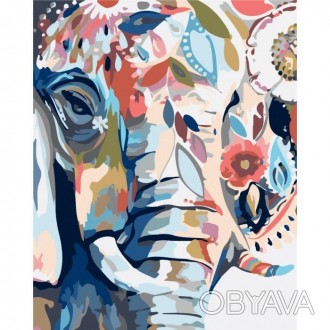 Картина по номерам "Восточные краски" Идейка Слон 40х50 см вертикальная. Подарок. . фото 1