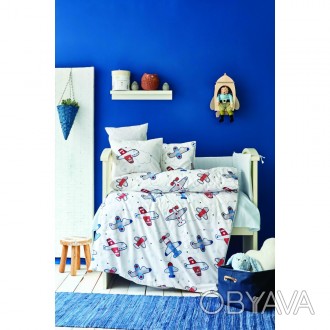 Детский набор в кроватку для младенцев Karaca Home - Airship mavi голубой (10 пр. . фото 1