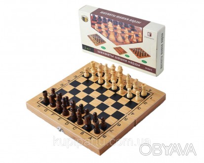 Игровой набор 3в1 Нарды, Шахматы, Шашки (29х29 см) B3015. Комплект полностью дер. . фото 1