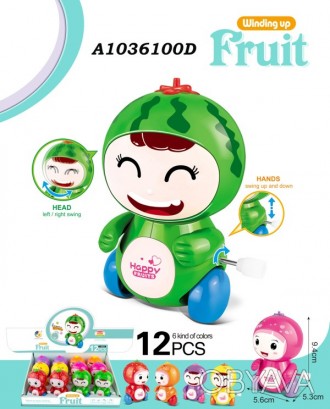 Заводная игрушка 6629 фигурка(фрукт/ягода),9,5см,ездит,12шт(6вид) в дисплее, 28-. . фото 1