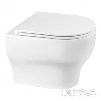 Підвісний унітаз Qtap Aries безобідковий з сидінням Soft-close QT0333063ERW має . . фото 1