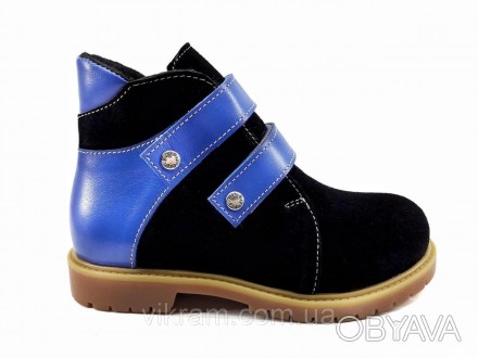 Детские ортопедические ботинки 
модель: ФИШКА
цвет: черно-салатовый, черно-голуб. . фото 1