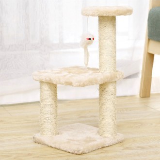 Когтеточка для кота Taotaopets 072204 Beige с полками и игрушкой дряпка 20*20*40. Київ. фото 1