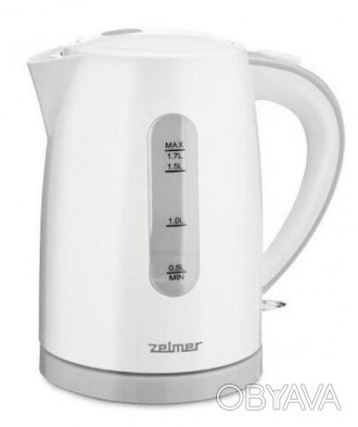 Чайник электрический пластиковый Zelmer ZCK7616S белый с серыми вставками
 Элект. . фото 1