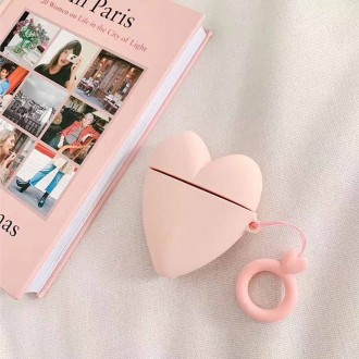 Силиконовый футляр Lucky Heart series для наушников AirPods2 + кольцо (Розовый). . фото 5