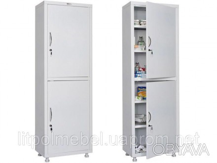 Двухдверный медицинский шкаф предназначен для хранения медикаментов, инструменто. . фото 1