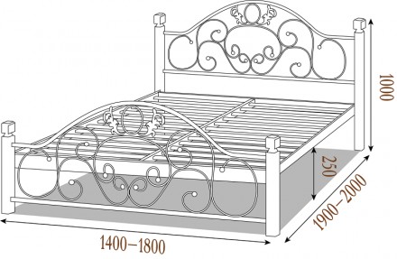 
Двоспальне ліжко Метал-дизайн Франческа 160x190 на деревяних ногах (MT-DD-FR3) . . фото 3