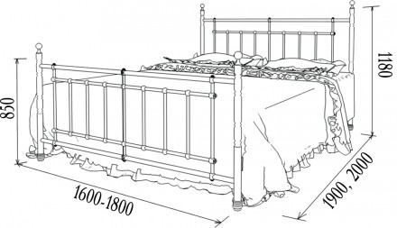 
Двоспальне ліжко Метал-дизайн Bella-Letto Неаполь 160x190 (MT-BL-D-N1) - нова к. . фото 3