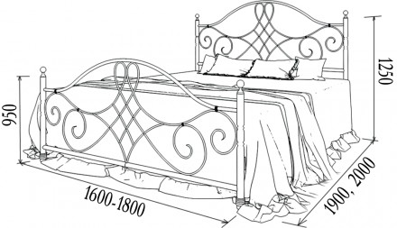 
Двоспальне ліжко Метал-дизайн Bella-Letto Парма 160x190 (MT-BL-D-P1) - нова кол. . фото 3