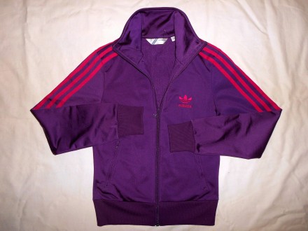 Фиолетовая спортивная кофта  Adidas  Made in Philippines 
Размер:  8  Материал:. . фото 3