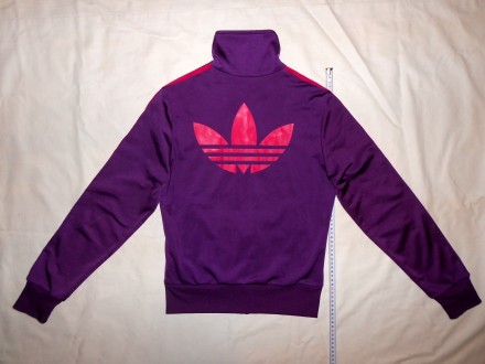 Фиолетовая спортивная кофта  Adidas  Made in Philippines 
Размер:  8  Материал:. . фото 5