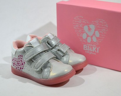 Ботинки BIKI арт.0651-A, сердце, серый-розовый Материал верха - эко-кожа. Подкла. . фото 8