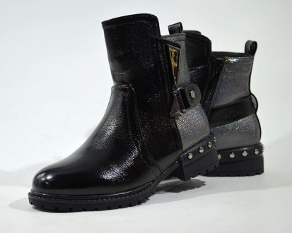 Ботинки KIMBOO арт.A060-3A, лак, черный Материал верха - эко-кожа. Внутри утепле. . фото 5