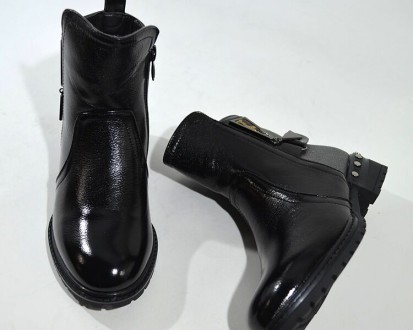 Ботинки KIMBOO арт.A060-3A, лак, черный Материал верха - эко-кожа. Внутри утепле. . фото 8