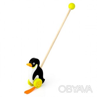 Учиться ходить с интересом поможет малышу деревянная каталка Viga Toys Пингвинчи. . фото 1