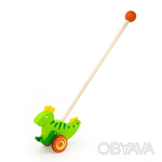 Каталка-динозавр от Viga Toys машет лапами при движении и мотивирует ребенка бол. . фото 1