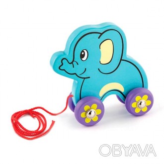 Познакомьтесь с веселым слоником в виде каталки на веревке от Viga Toys, который. . фото 1