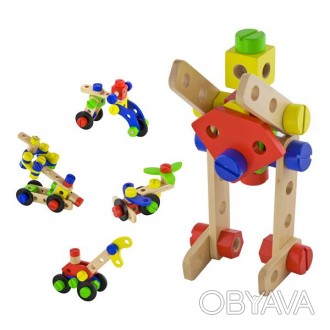Из деревянного конструктора Viga Toys, 48 элементов, легко можно собрать робота,. . фото 1
