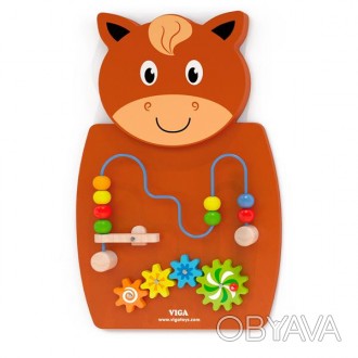 Эта настенная развивающая игрушка предлагает малышам повеселиться, вращая шестер. . фото 1