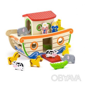 Деревянный сортер Viga Toys Ковчег со зверятами - красочная развивающая игрушка . . фото 1