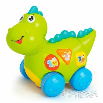 Развивающая игрушка в виде динозавра с мелодиями, звуковыми эффектами, английски. . фото 1