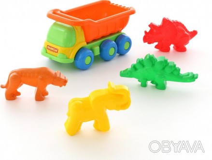 Набор №572: "Кеша", автомобиль-самосвал + формочки (тигр + мамонт + динозавр №1 . . фото 1