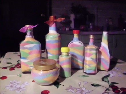 Продам декоративные бутылочки с цветным песком. Используются как сувенир или дек. . фото 5