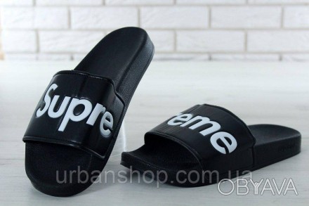 Supreme Slippers Black, чоловічі шльопанці баленсіага.. . фото 1