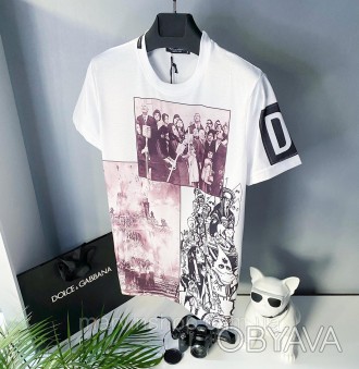 
Футболка мужская белая с коротким рукавом повседневная люкс Dolce$Gabbana 
Мужс. . фото 1