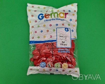 Повітряні кульки пастель червоні 12" (30 см) 100 шт Gemar (1 пач.) Тип: Воздушны. . фото 1