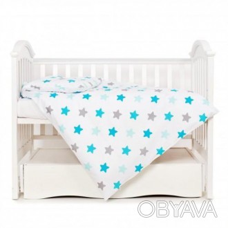 Комплект детского сменного постельного белья Twins Eco Stars голубые звезды, 3 э