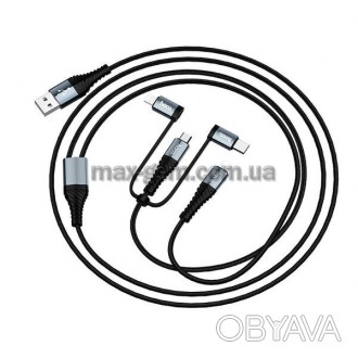 X38 Cool 4-in-1 для Lightning x2 / Micro-USB / Type-C зарядный кабель 1 м с нейл. . фото 1