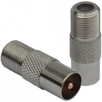 Переходник штекер TV - гнездо F, цинк, 1уп-100шт. Київ. фото 1