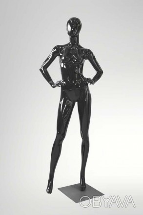 LORA-6 Манекен женский безликий,черный глянец реалистично продемонстрирует одежд. . фото 1
