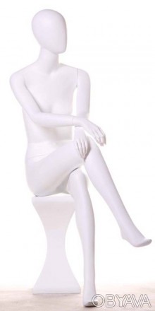 LIZA-6 Манекен женский безликий, сидячий, белый глянец реалистично продемонстрир. . фото 1