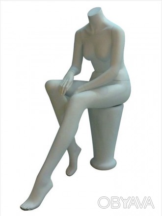 LIZA-3 Манекен женский, без головы, сидячий белый матовый реалистично продемонст. . фото 1