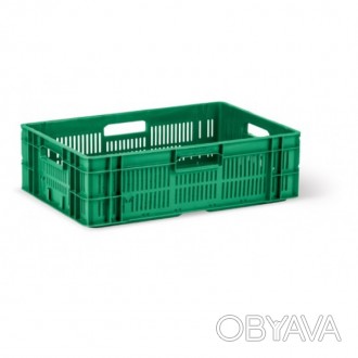 Ящик пластиковый пищевой под овощи P02 600х400х179 мм в продаже только зеленого . . фото 1