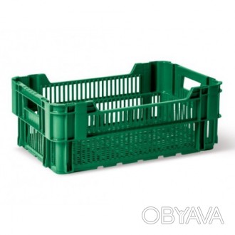 Ящик пластмассовый P04 600х400х220 мм для транспортировки фруктов и овощей, изго. . фото 1