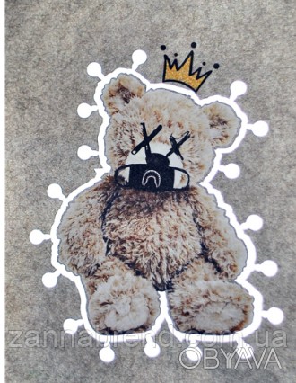 Термоаппликация со светоотражающими элементами Медведь в короне 24*30 см. . фото 1