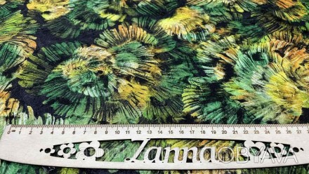  Ткань костюмная шерсть разноцветная "Салют" зеленого оттенка - плотная, мягкая,. . фото 1