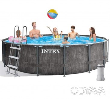 Каркасный бассейн Intex, 457x122 см (картриджный фильтр-насос 3 785 л/ч, лестниц. . фото 1