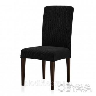 Натяжной чехол на стул со спинкой, Черный
Ткань: Трикотаж-жатка. Эластичная водо. . фото 1
