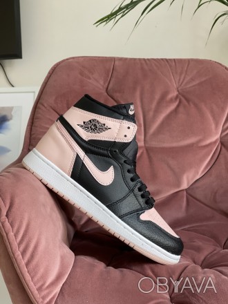 Кроссовки женские подростковые черные с пудрой кожа Nike Air Jordan 
Производите. . фото 1