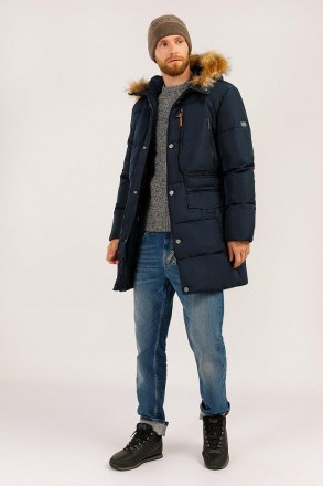 Длинный мужской пуховик пальто Finn Flare с функциональными карманами и теплым к. . фото 3
