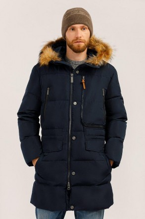 Длинный мужской пуховик пальто Finn Flare с функциональными карманами и теплым к. . фото 2